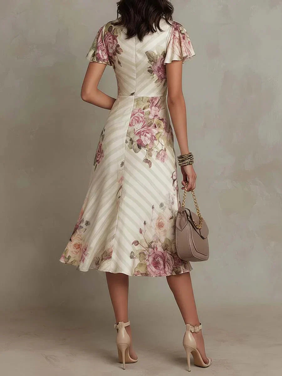 Alba™ | Elegant Midi Dress in Retro Style with Floral Pattern