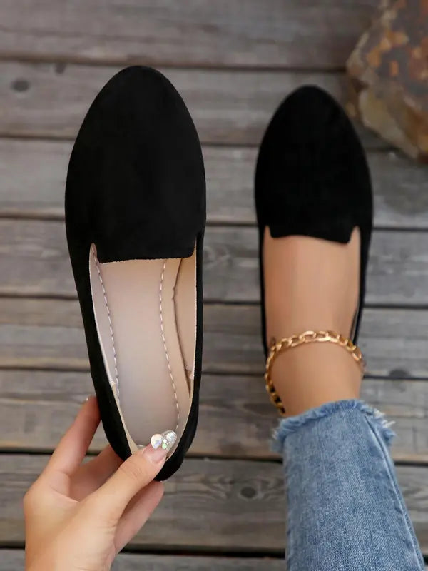 SHERNA™ - Women’s Solid Colour Flats Soft Sole Pointed Toe Slip-On Shoes
