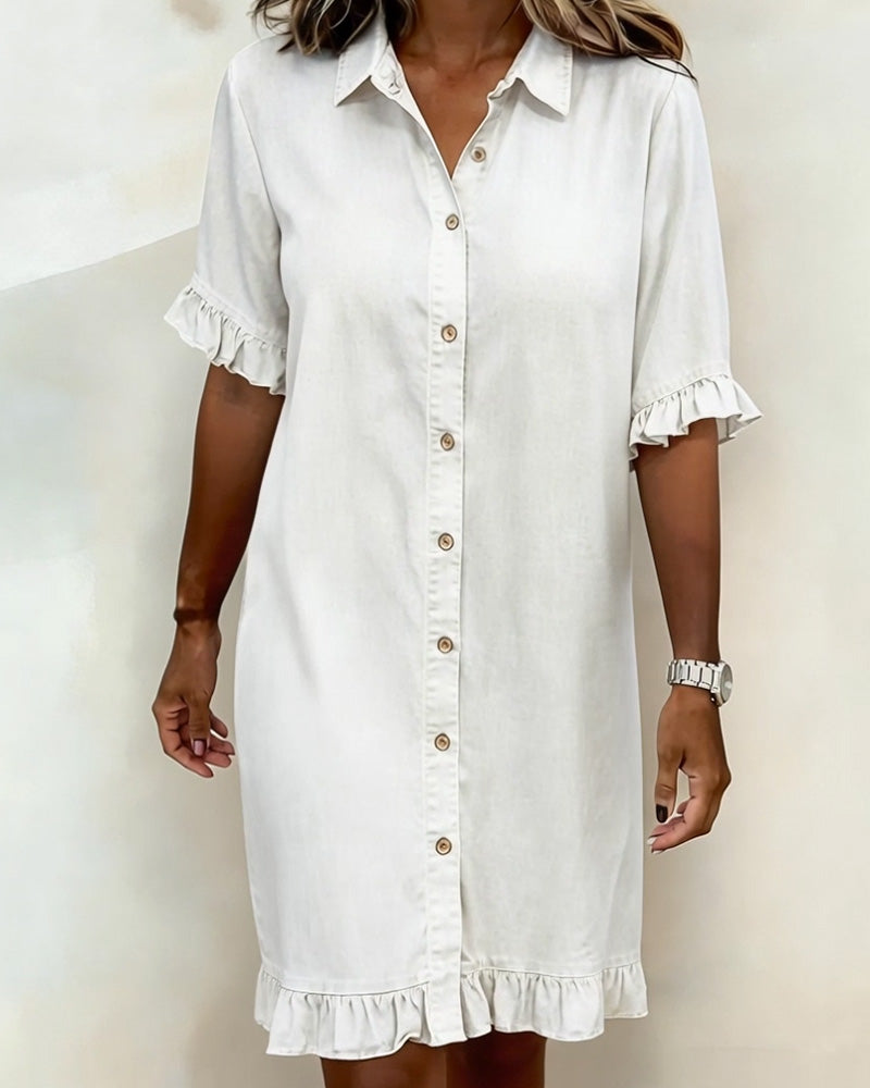 Tina | Comfortable denim dress with flattering ruching