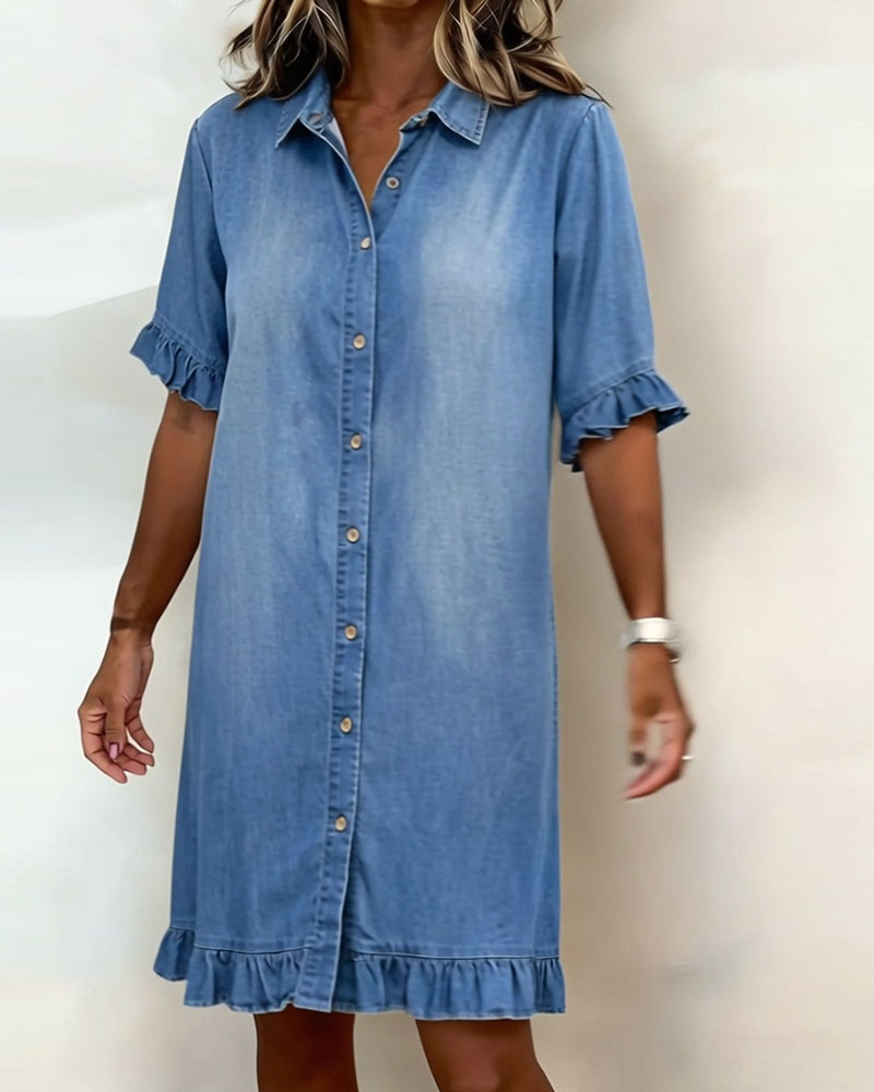 Amelia | Comfortable denim dress with flattering gathering