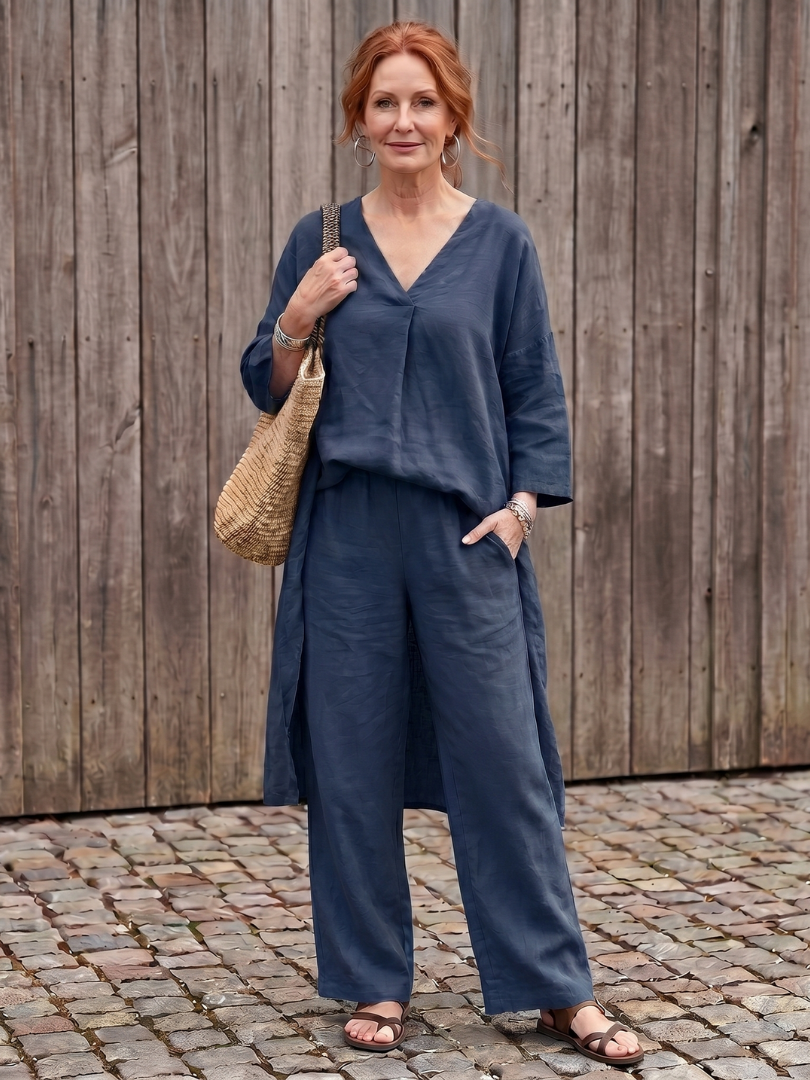 Onyx | Loose Tunic Top Wide Leg Trouser Set