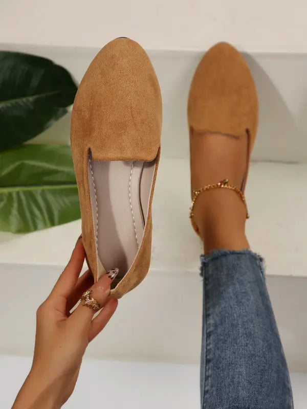 SHERNA™ - Women’s Solid Colour Flats Soft Sole Pointed Toe Slip-On Shoes