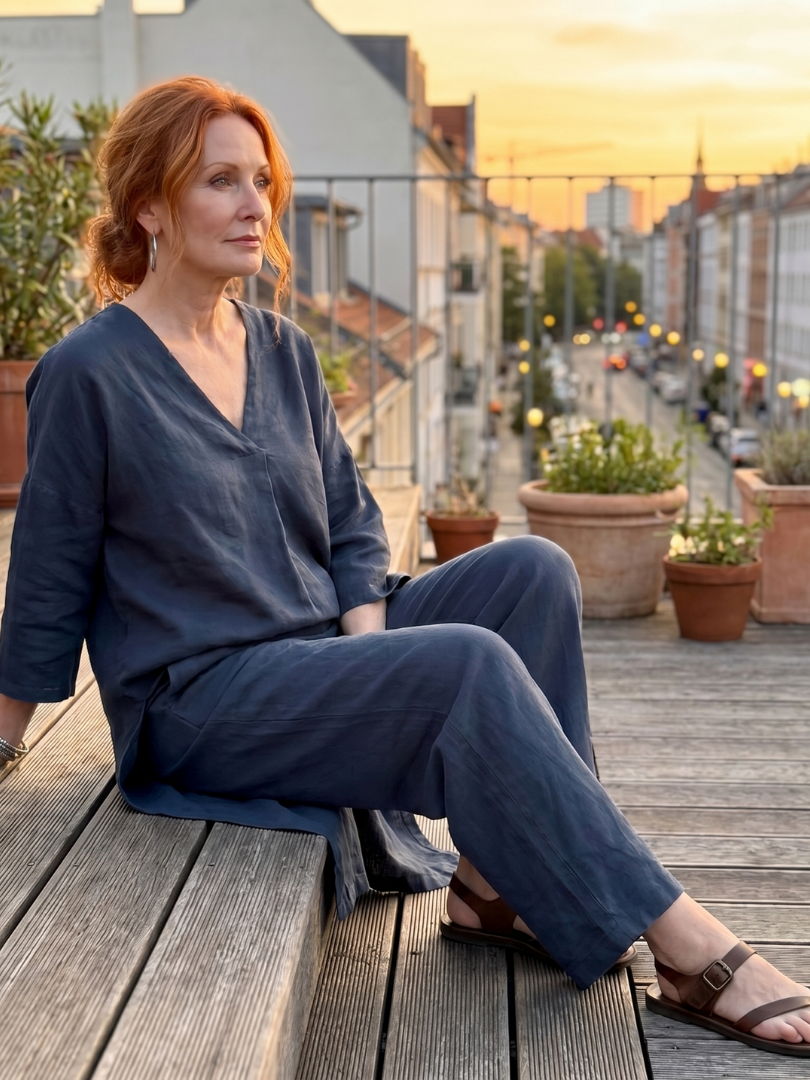 Onyx | Loose Tunic Top Wide Leg Trouser Set