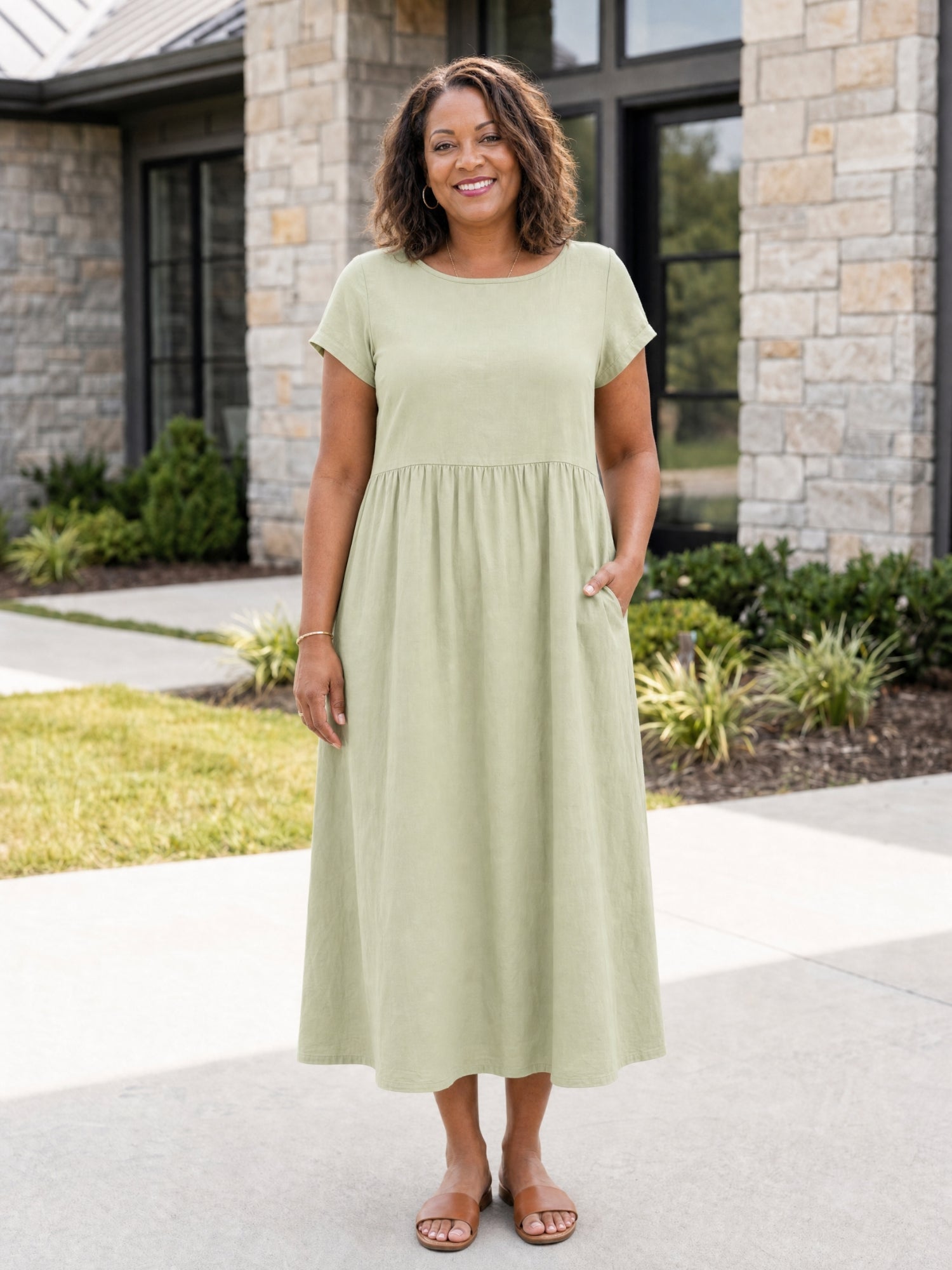 Gracie - Relaxed Midi Dress with Pockets
