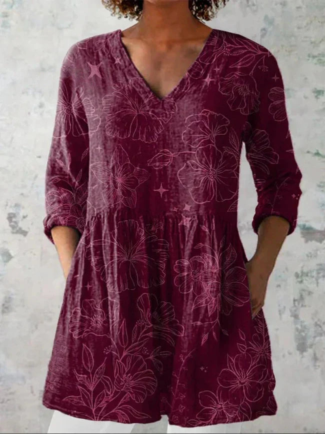 Aria | Morning Glory V-Neck Shirt