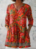 Aubrey | Ethnic Summer Floral V-Neck Shirt