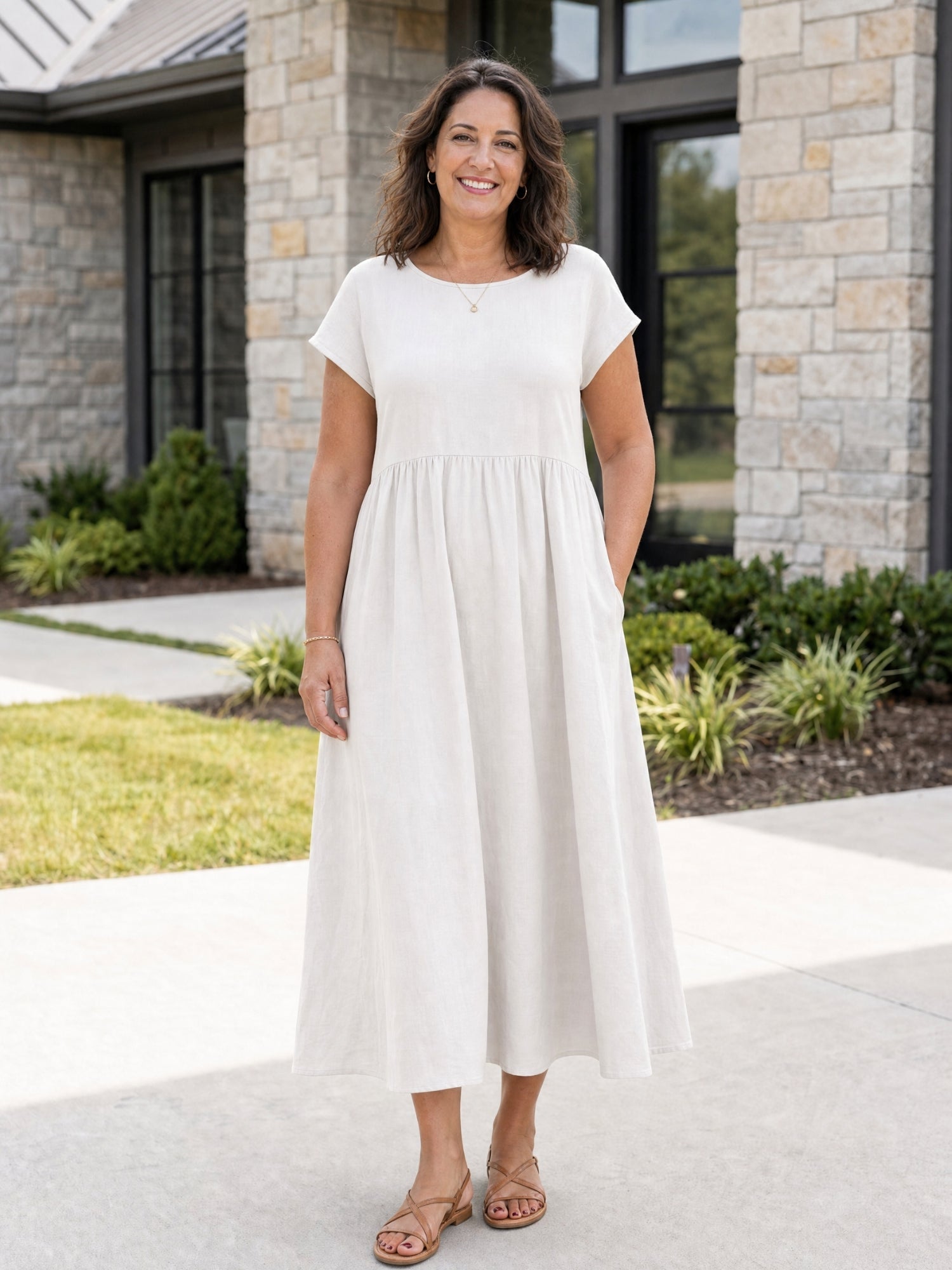 Gracie - Relaxed Midi Dress with Pockets