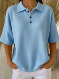 Peggie™ | Comfortable Waffle Polo Blouse