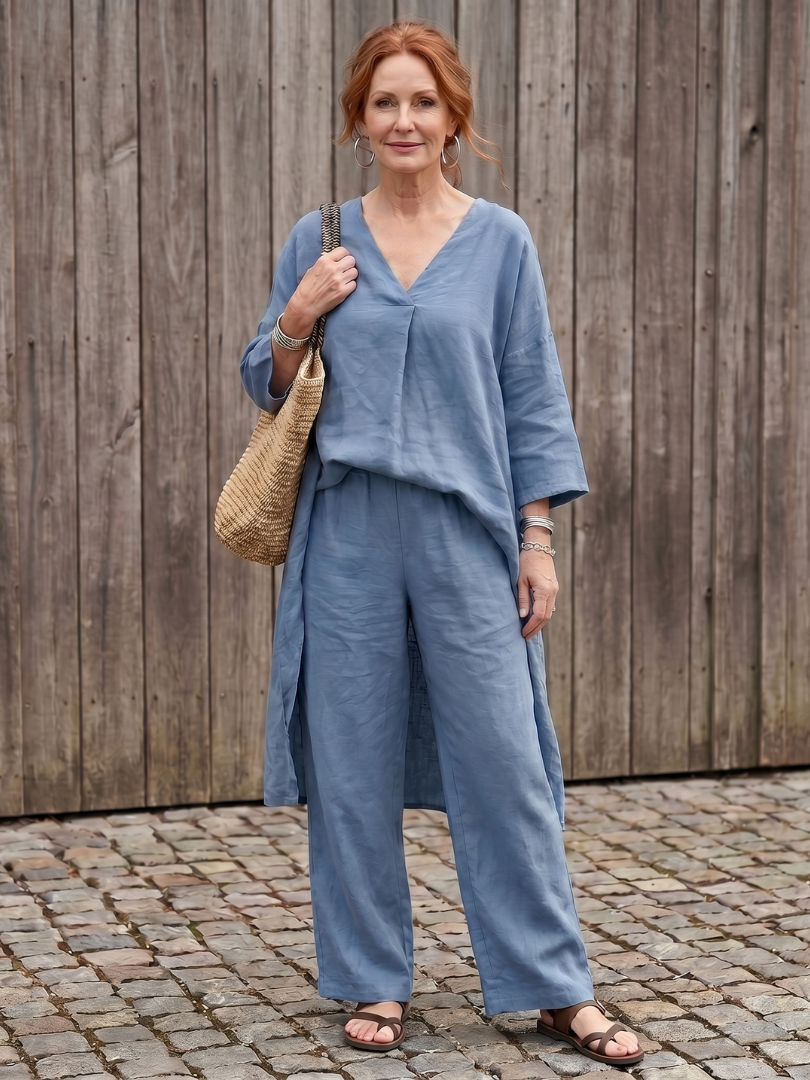 Onyx | Loose Tunic Top Wide Leg Trouser Set
