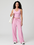 Helena | Sleeveless Scoop Neck Top and Wide Leg Trousers Set