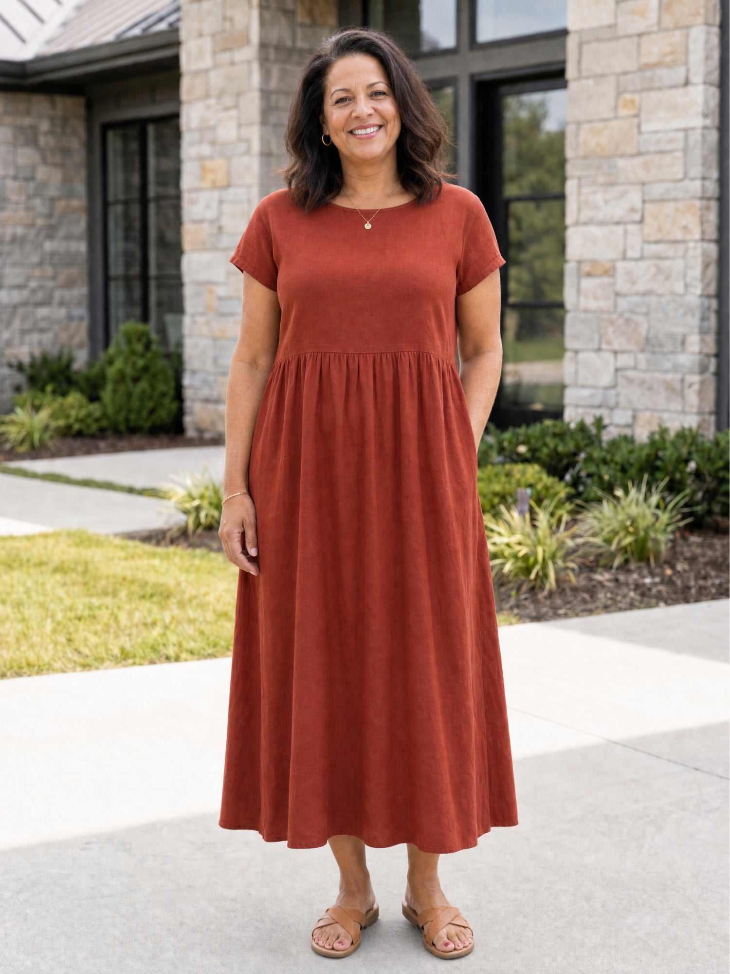 Gracie - Relaxed Midi Dress with Pockets