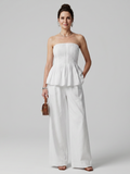 Rila | Strapless Smocked Top and Wide Leg Trousers Set