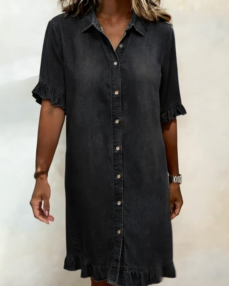 Amelia | Comfortable denim dress with flattering gathering