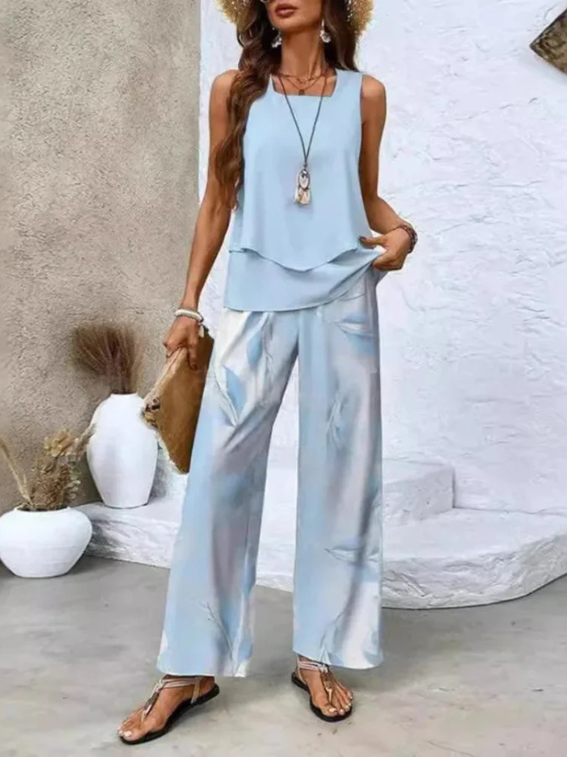 Ovelynra™ | Sleeveless Top and Wide Leg Trousers