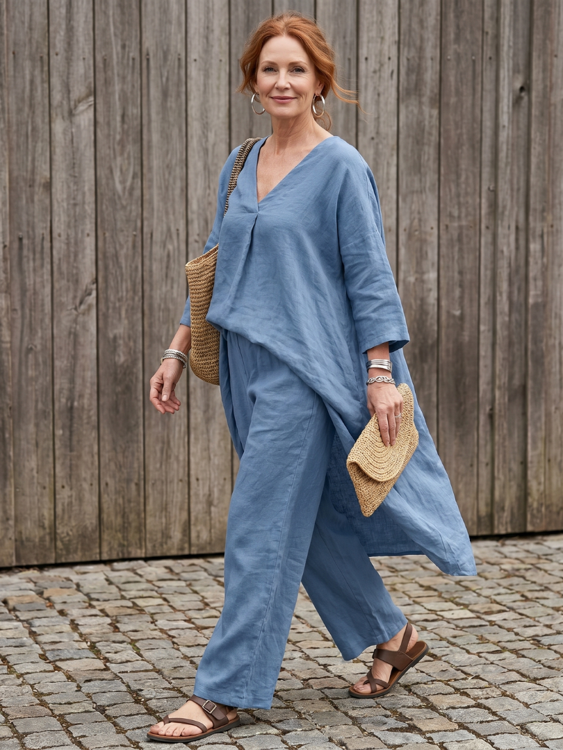 Onyx | Loose Tunic Top Wide Leg Trouser Set