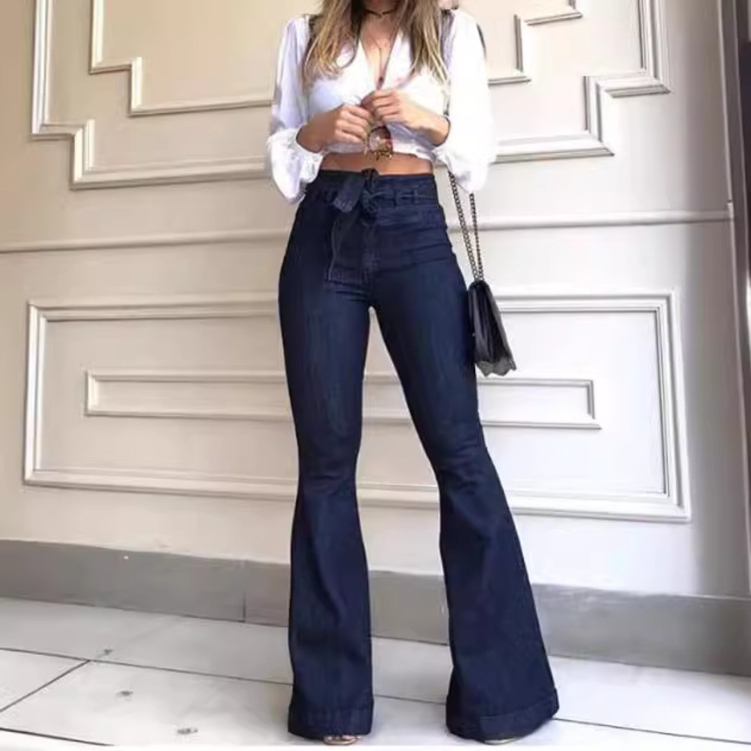KYRA™ – Vintage Wide Leg Lace-Up Flared Trousers