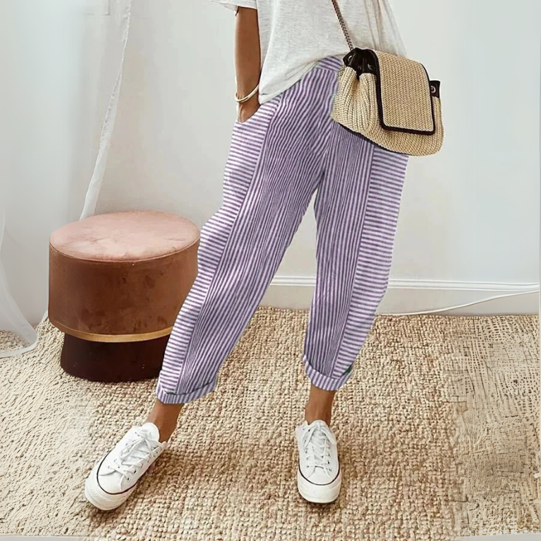 FLORIANE™ - Relaxed Boho Stripe Trousers