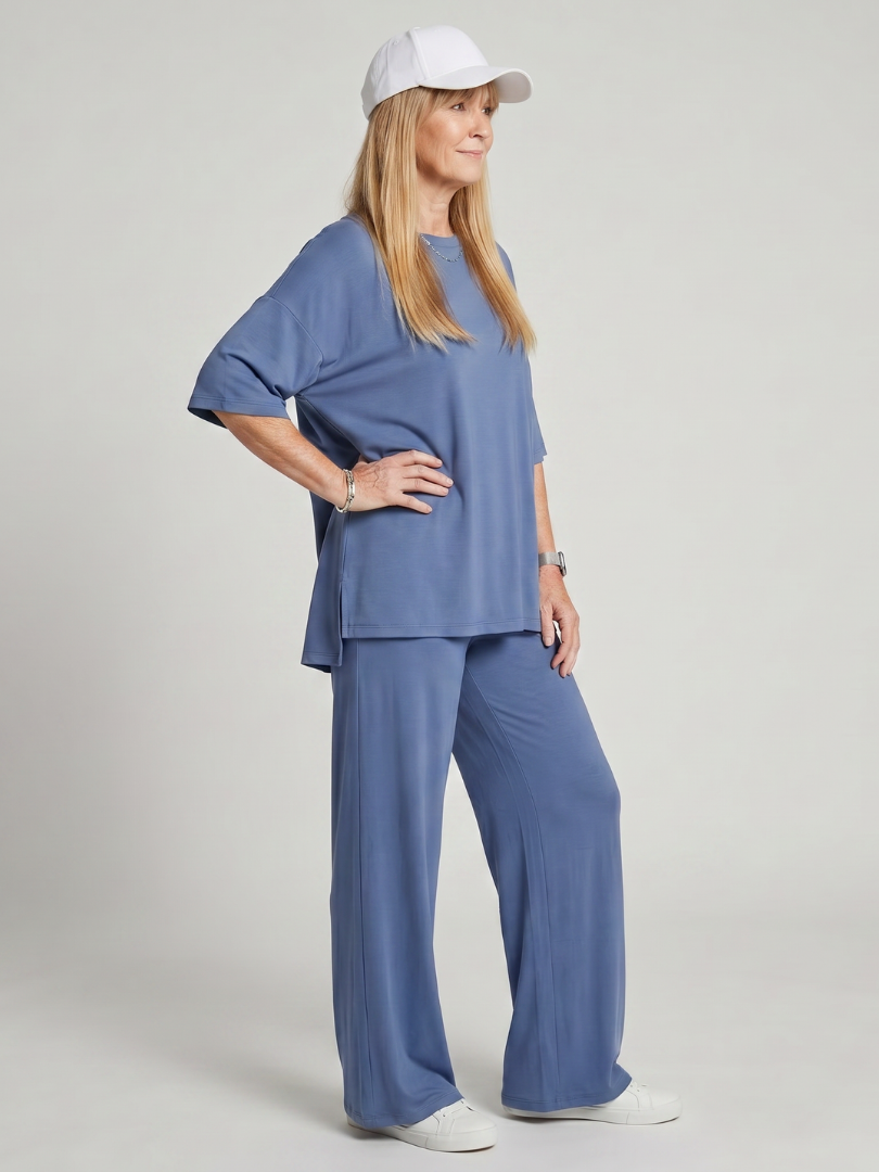 Ramse | Short Sleeve Oversized Top and Wide Leg Trousers Set
