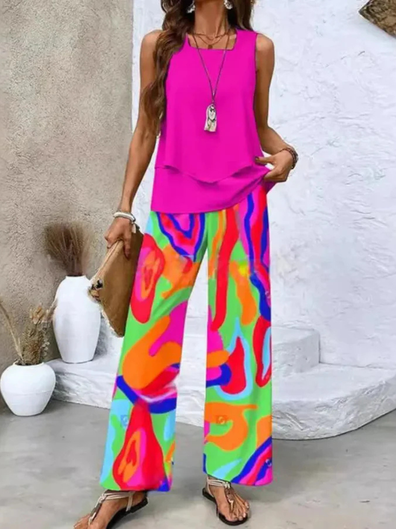 Ovelynra™ | Sleeveless Top and Wide Leg Trousers
