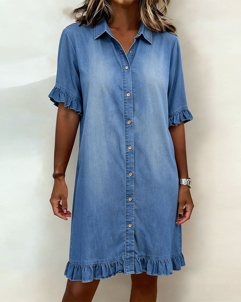 Amelia | Comfortable denim dress with flattering gathering
