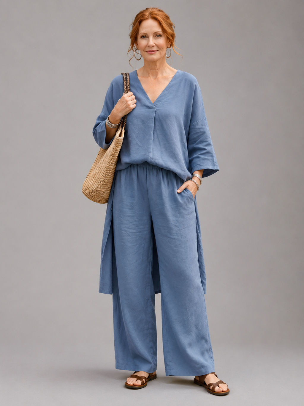 Onyx | Loose Tunic Top Wide Leg Trouser Set