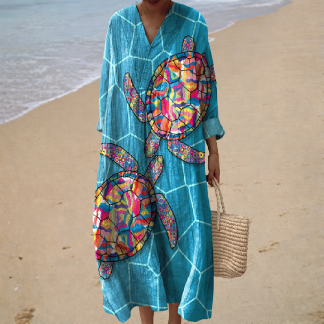 Marina | Long Turtle Print Dress