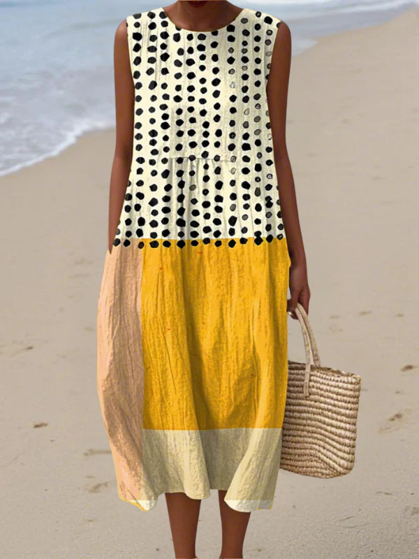 Leah™ | Colourblock Midi Dress with Dots