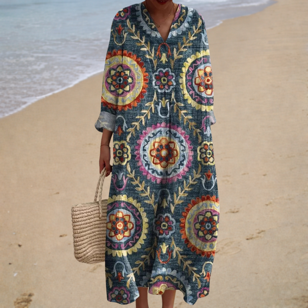 Gabrielle | Long Bohemian Print Dress