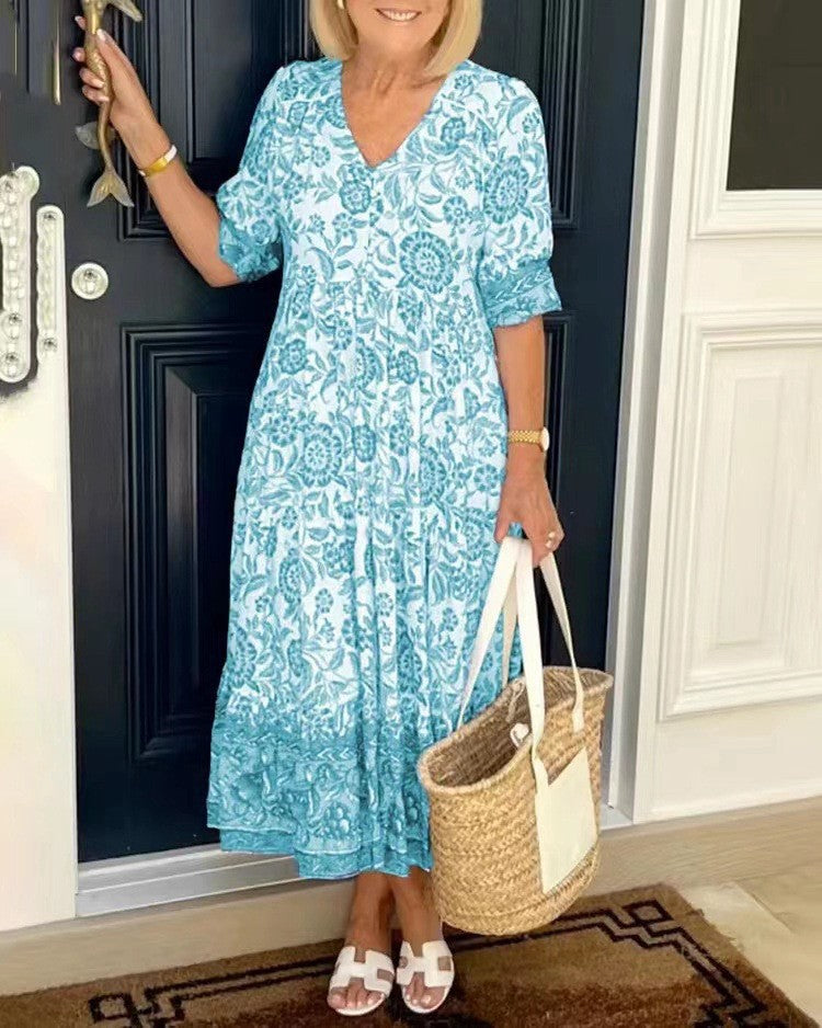 Tallis | Graceful V-Neck Floral Dress