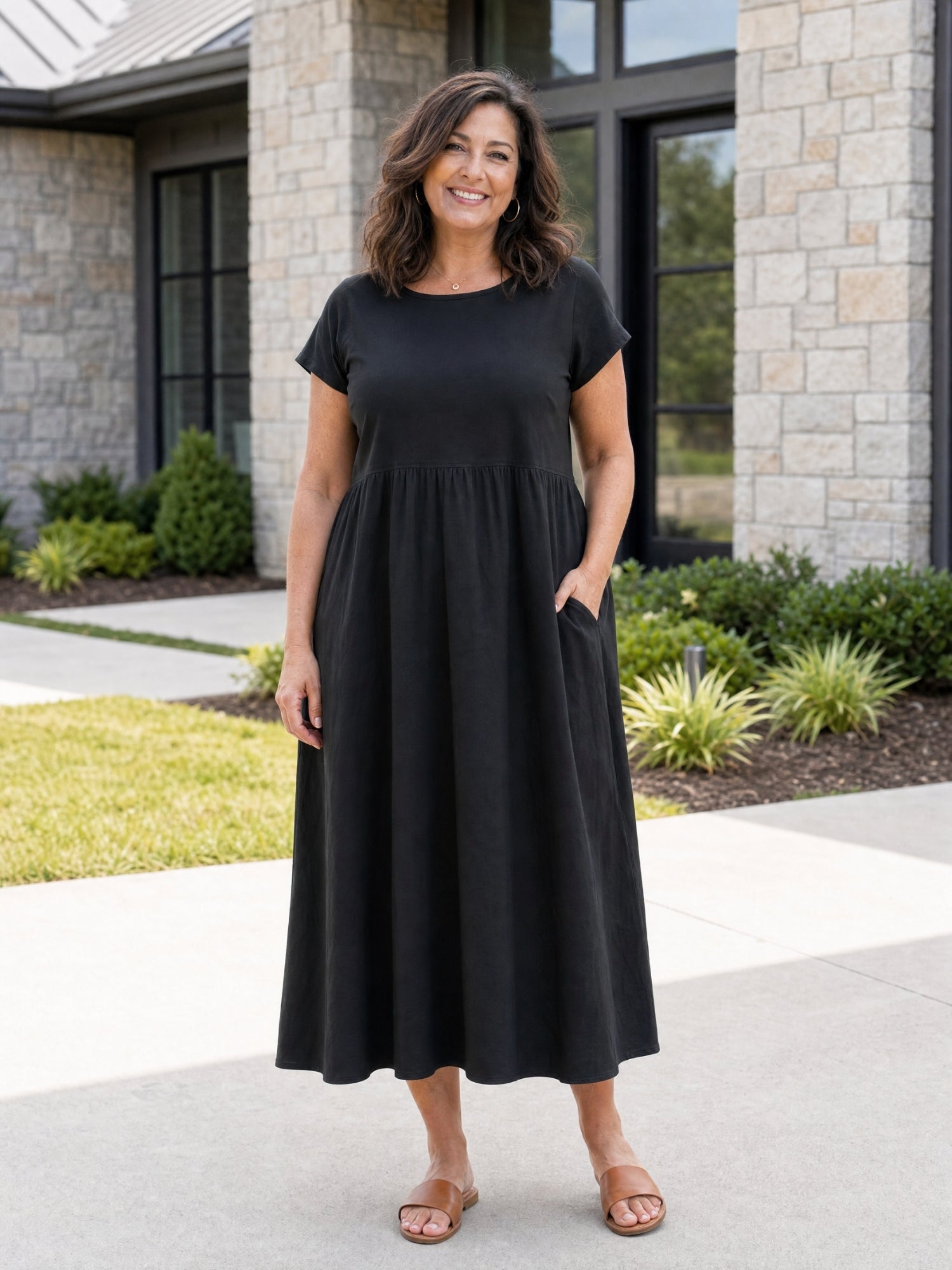 Gracie - Relaxed Midi Dress with Pockets