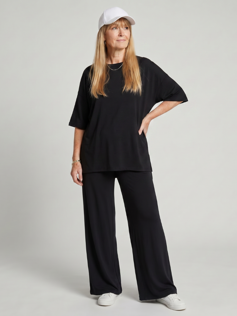 Ramse | Short Sleeve Oversized Top and Wide Leg Trousers Set