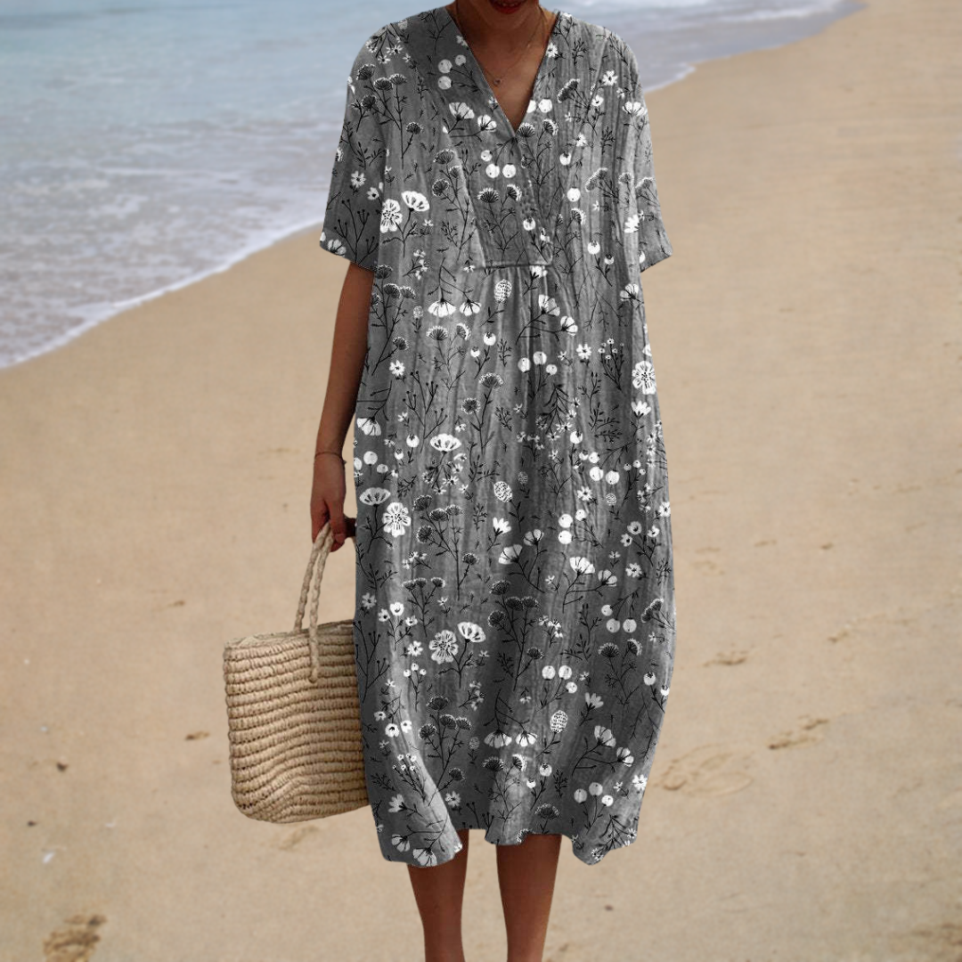 Camille | Long Floral Minimalist Dress
