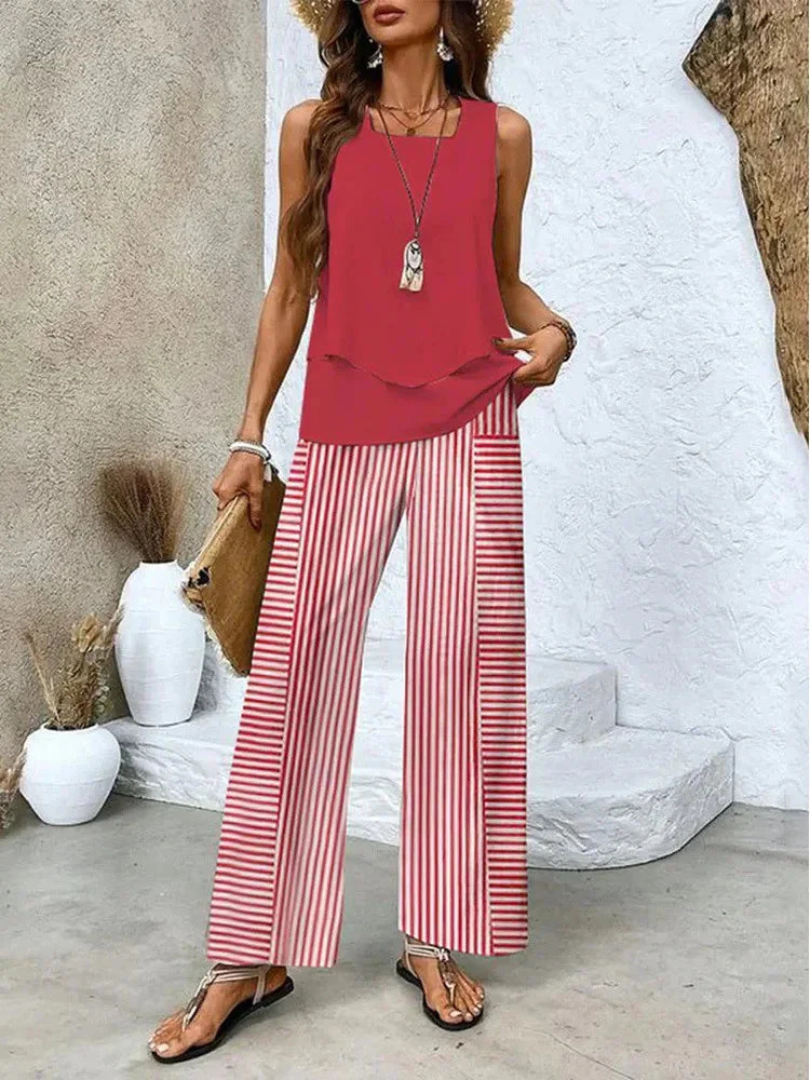 Ovelynra™ | Sleeveless Top and Wide Leg Trousers
