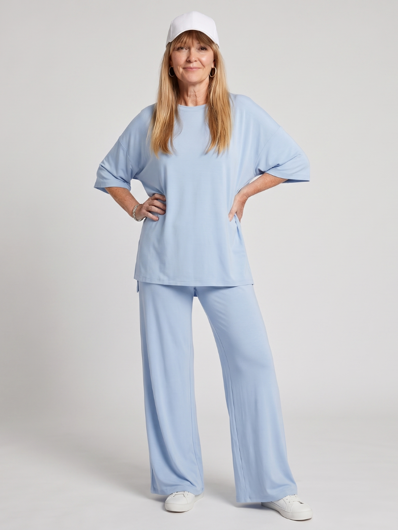 Ramse | Short Sleeve Oversized Top and Wide Leg Trousers Set