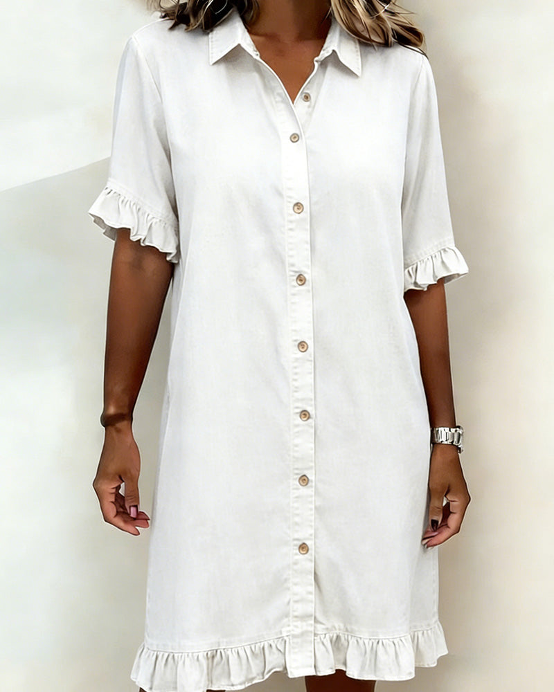 Amelia | Comfortable denim dress with flattering gathering