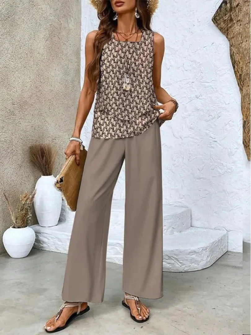 Ovelynra™ | Sleeveless Top and Wide Leg Trousers
