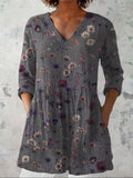 Emma | Floral Art Print V-Neck Shirt