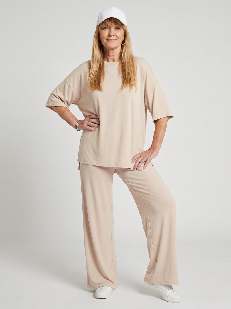 Ramse | Short Sleeve Oversized Top and Wide Leg Trousers Set
