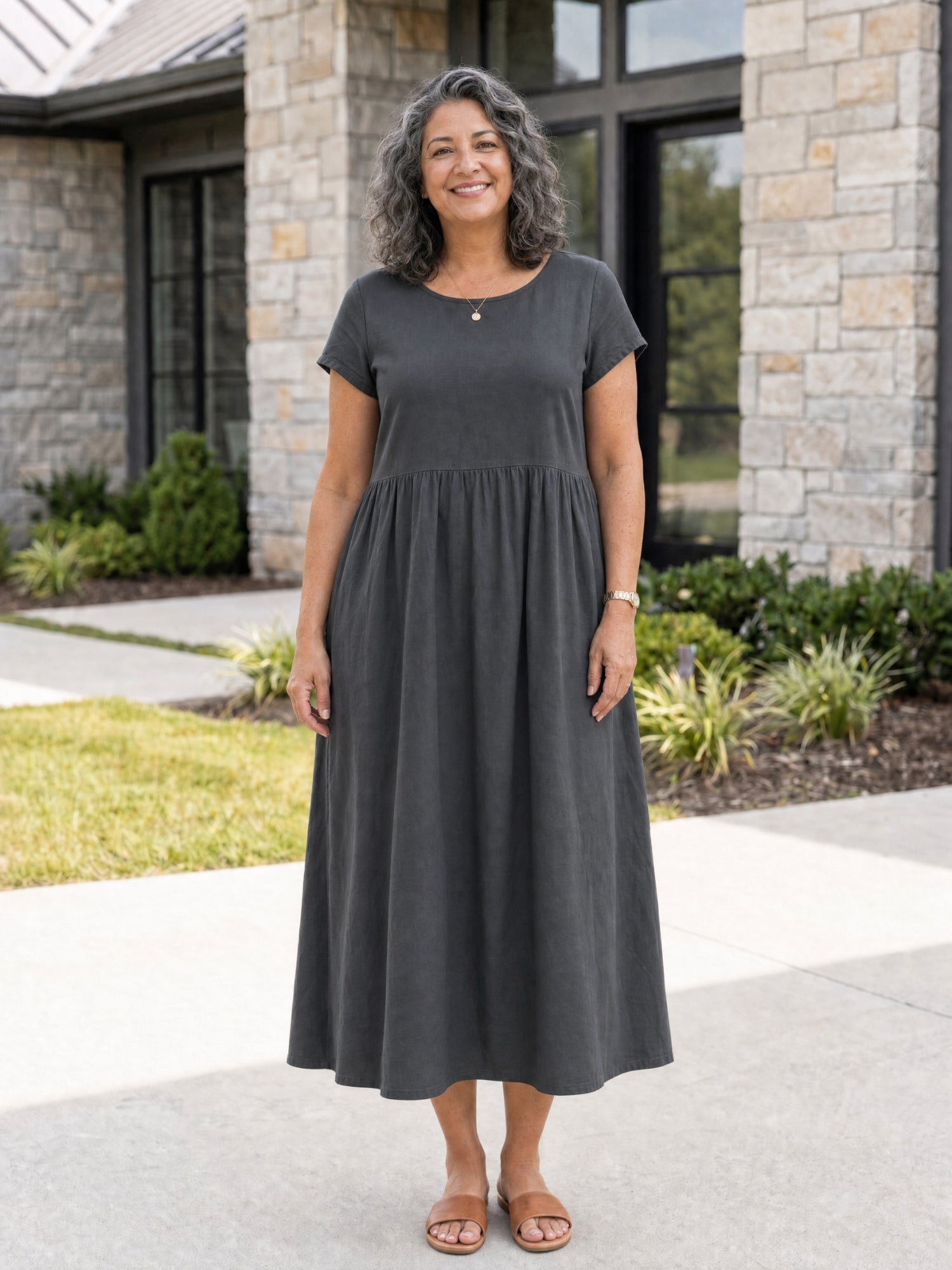 Gracie - Relaxed Midi Dress with Pockets
