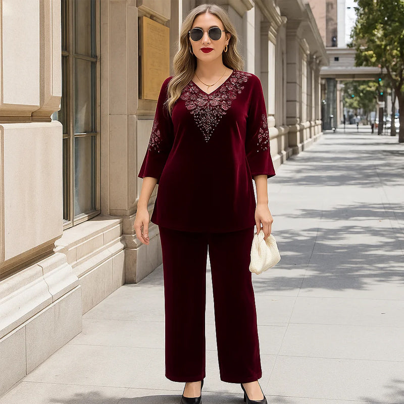 Elvire - Elegant Velvet Two-Piece Set