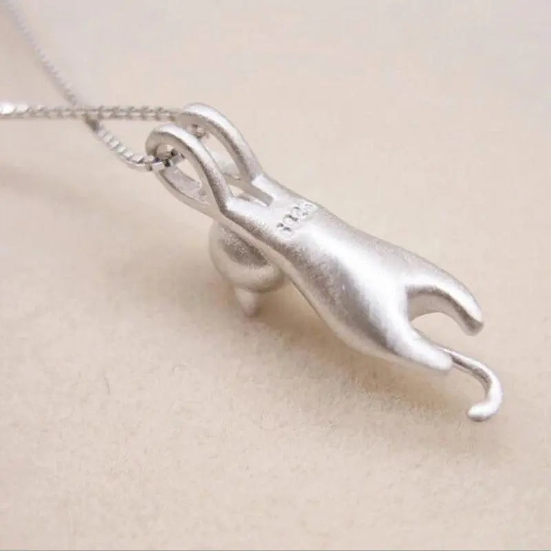 Fun Necklace with a Kitten in 925 Silver