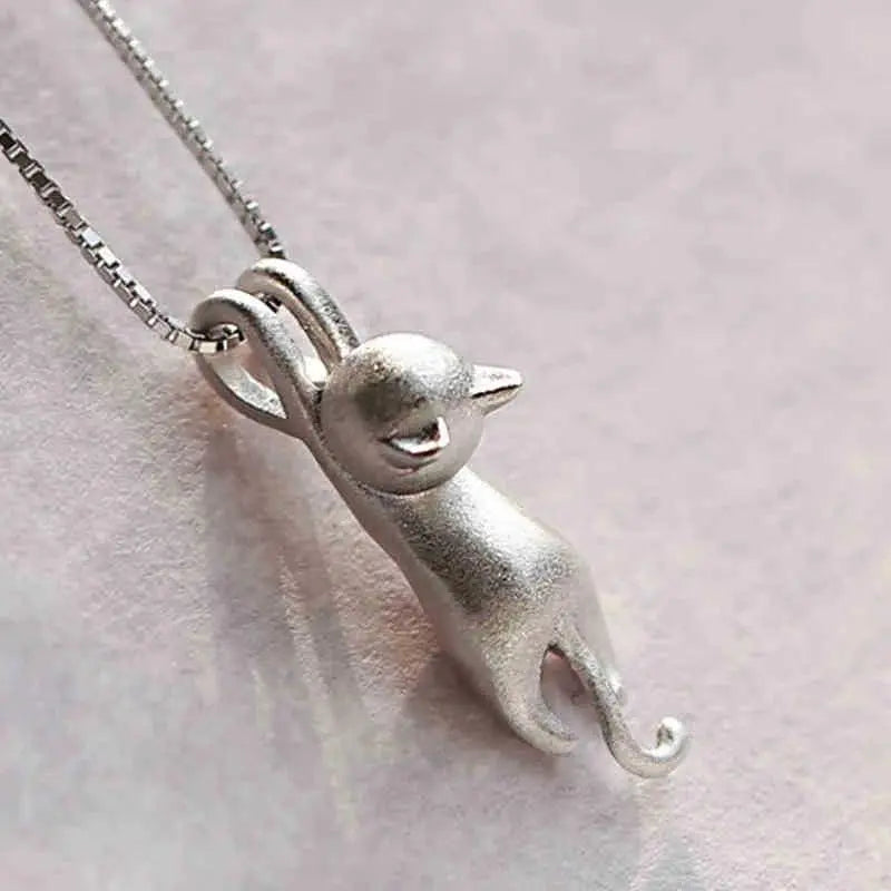 Fun Necklace with a Kitten in 925 Silver