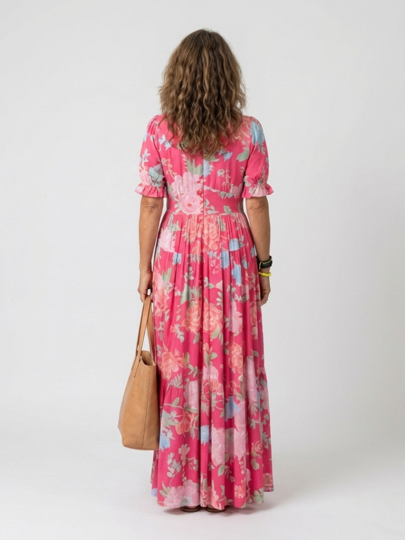 Ione | Floral Midi Dress with Sleeveless Design and V-Neck
