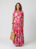 Ione | Floral Midi Dress with Sleeveless Design and V-Neck