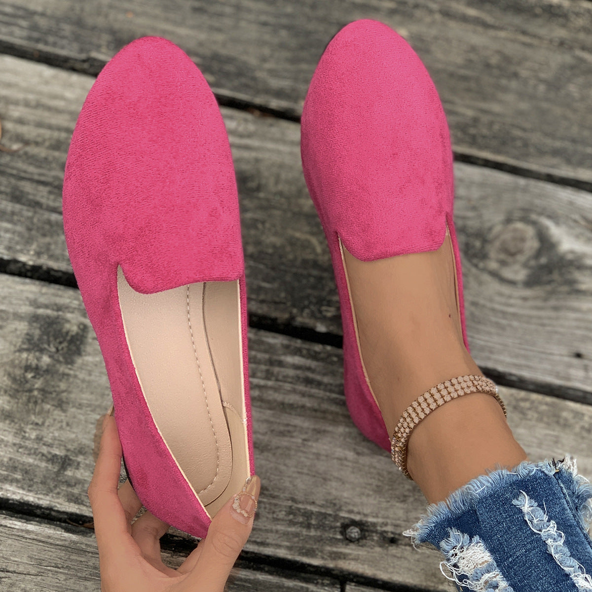 SHERNA™ - Women’s Solid Colour Flats Soft Sole Pointed Toe Slip-On Shoes