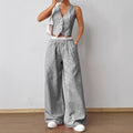 HELENA™ - Elegant Striped Print Vest Top & Wide-Leg Trousers Set