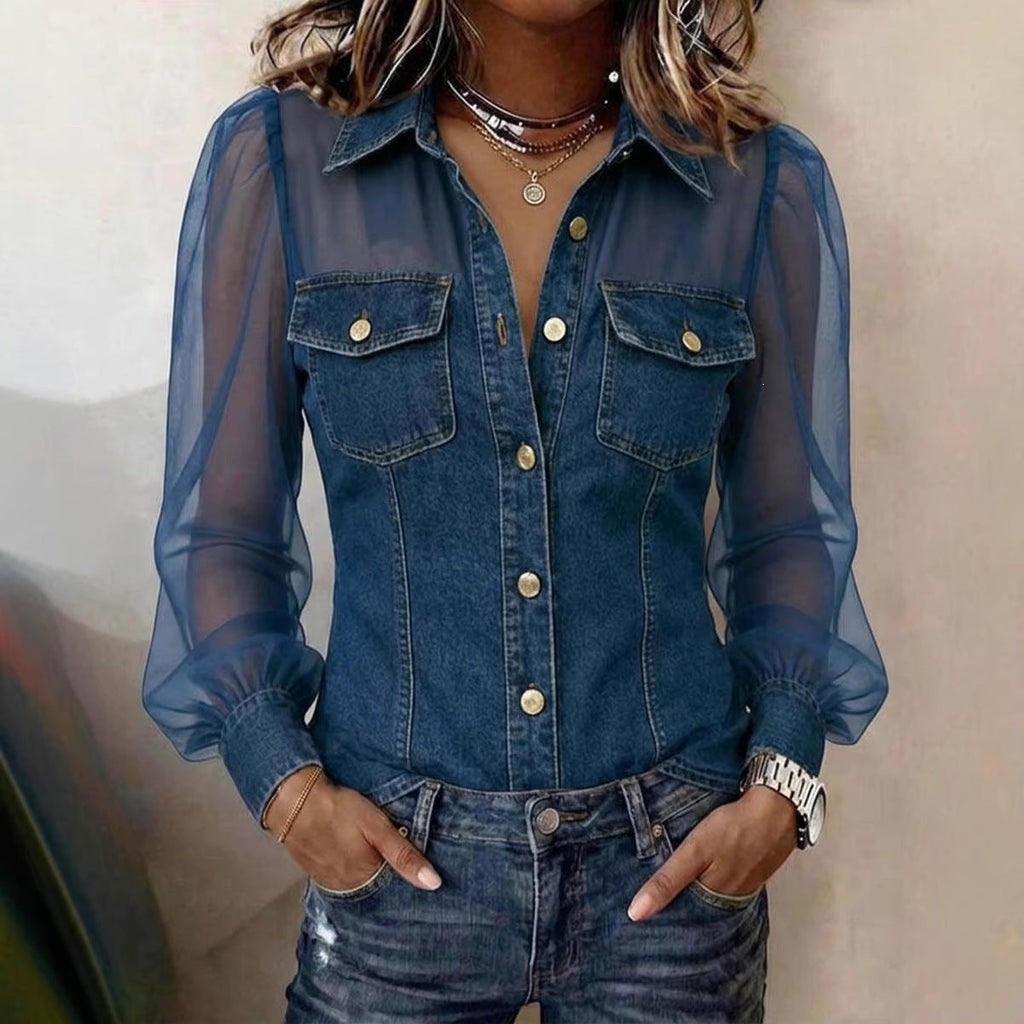 Élodie | Elegant Denim Effect Blouse