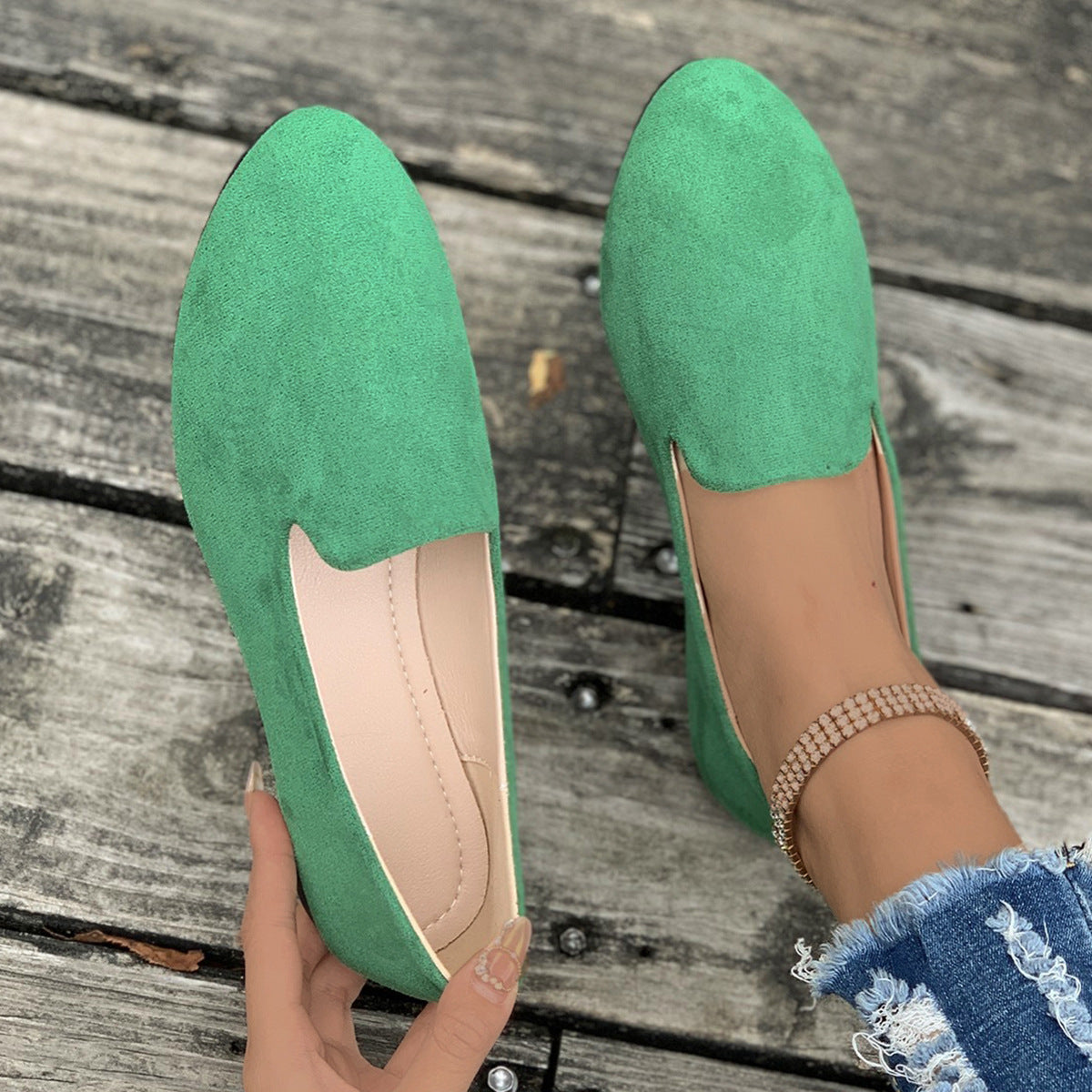 SHERNA™ - Women’s Solid Colour Flats Soft Sole Pointed Toe Slip-On Shoes