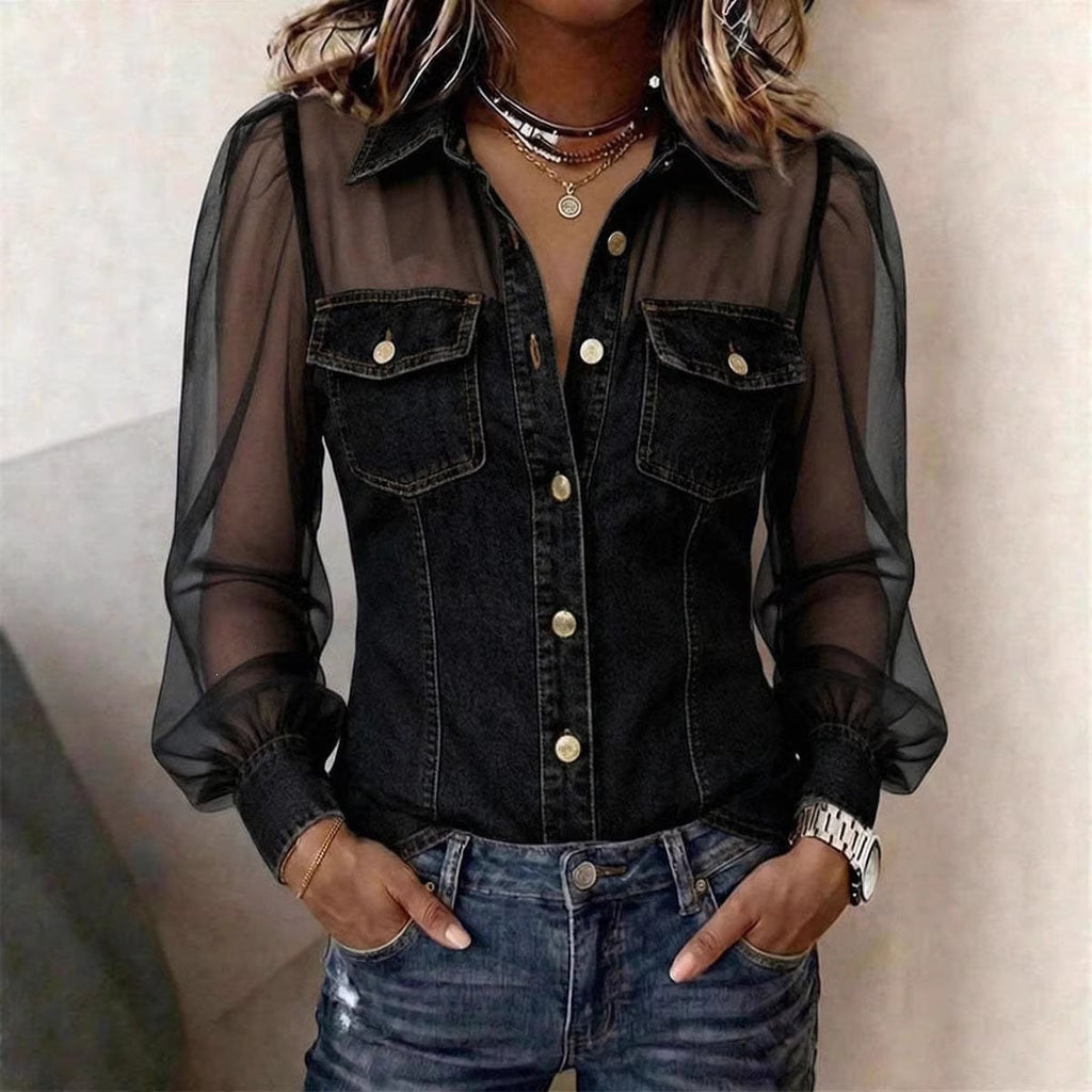Élodie | Elegant Denim Effect Blouse