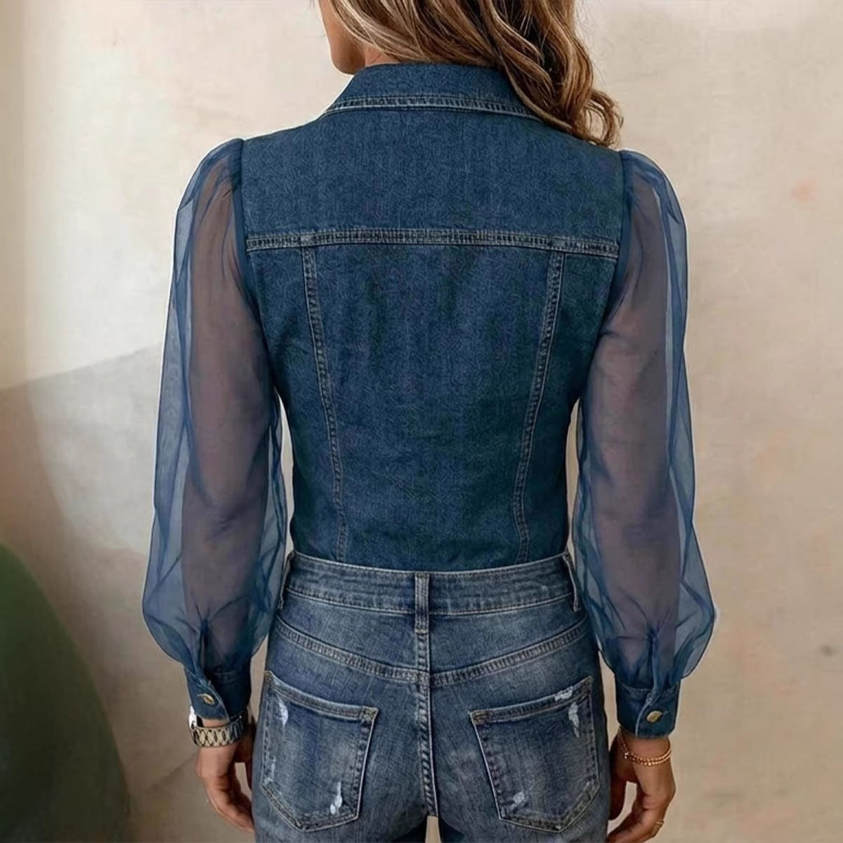Élodie | Elegant Denim Effect Blouse